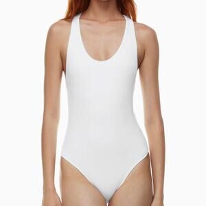 Aritzia Babaton White Contour Racer Bodysuit Size Small
